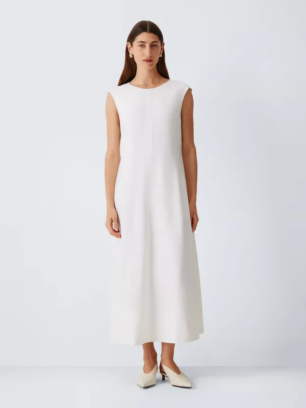John Lewis J. Lewis Pure Silk Sleeveless Midi Dress, Ecru