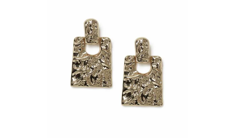 Freedom Gold-tone Textured Square Drop Earrings