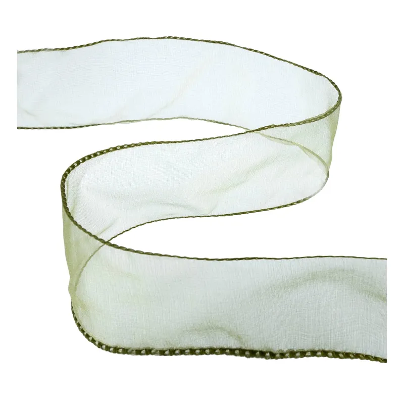 Green Wire Edge Organza Ribbon 63mm x 3m