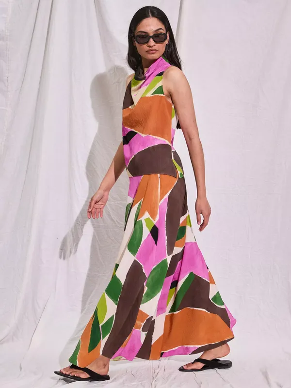 Ro&Zo Petite Abstract A-Line Maxi Skirt, Multi