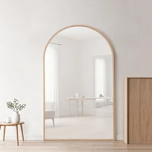 Wide Metal Arch Mirror - Oak