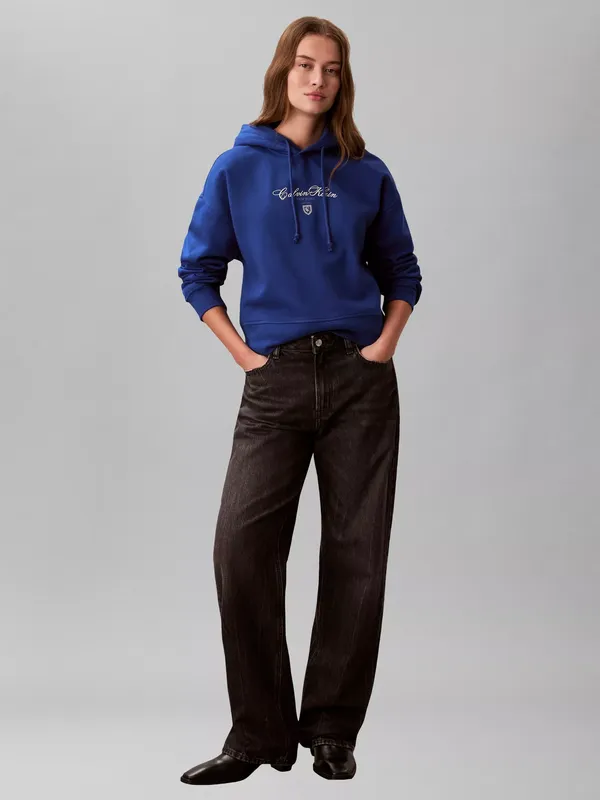 Calvin Klein Script Logo Cropped Hoodie