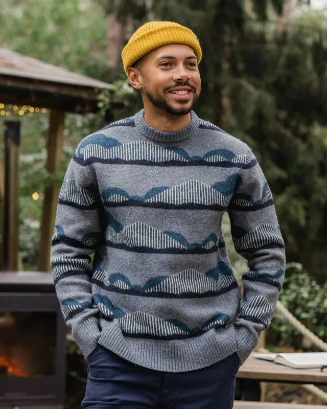 Passenger Clothing Seafoam Patterned Knitted Jumper - Scenic Stripe Blue