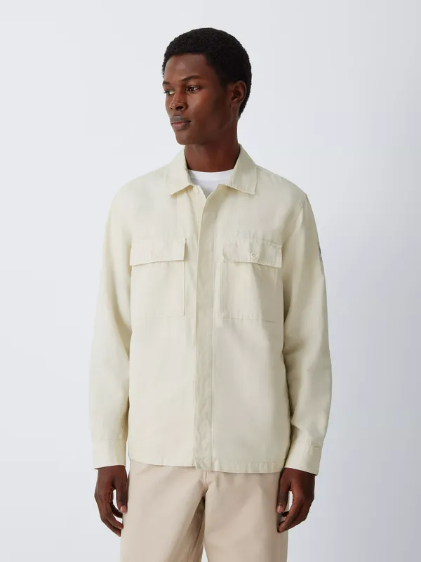 Belstaff Maritime Cotton Linen Blend Overshirt, Silver Birch