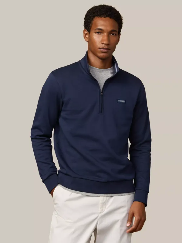 Hackett London Heritage Quarter Zip Cotton Sweatshirt