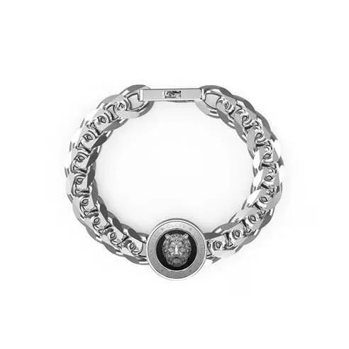 Guess 21mm Lion Coin & Black Bracelet