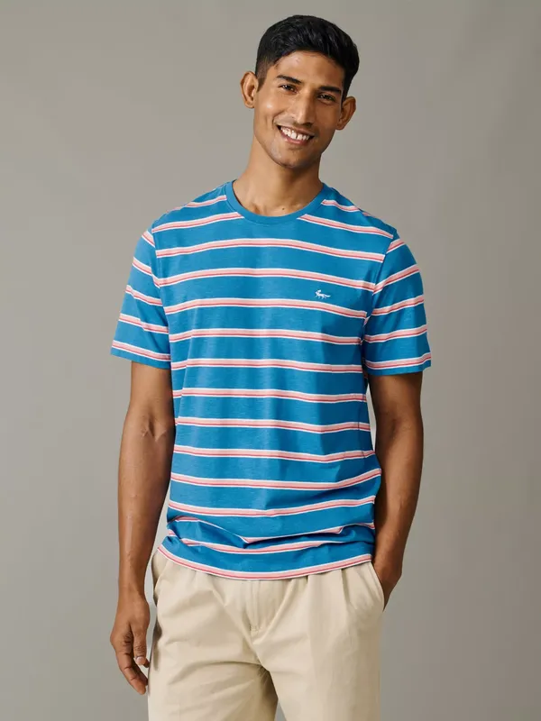 Aubin Berkeley Stripe Cotton T-Shirt, Azure/Multi