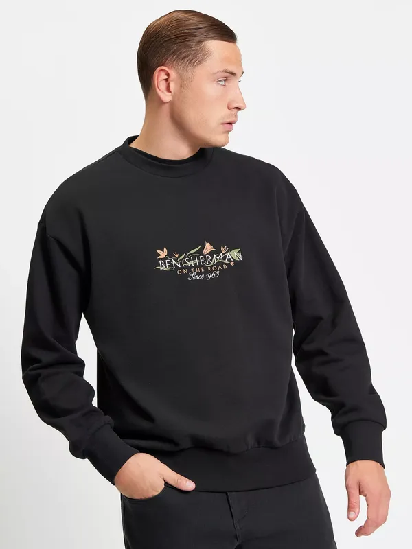 Ben Sherman On The Road Cotton Sweatshirt, Black
