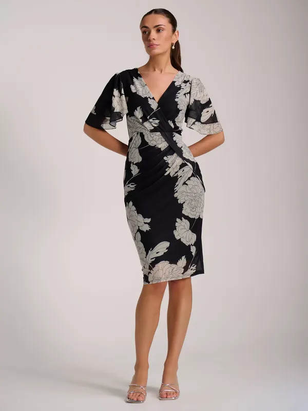 Jolie Moi Angel Sleeve Mesh Dress