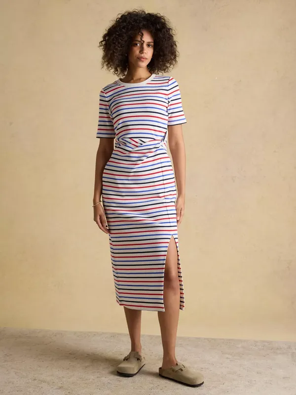Joules Annabelle Stripe Twist T-Shirt Dress, Multi