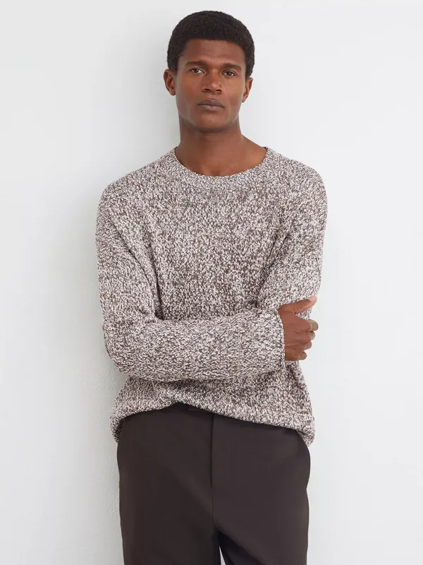 Reiss Norwood Cotton Rich Jumper, White/Camel