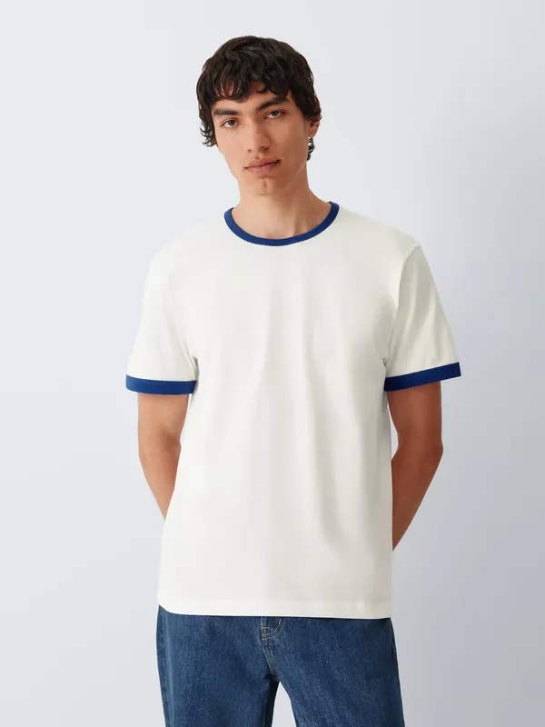 John Lewis Short Sleeve Contrast Ringer Cotton T-Shirt