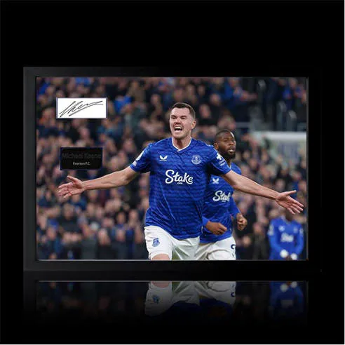 The Fan Cave Michael Keane Signed Everton Plaque Iconic Frame