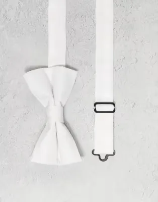 satin bow tie in white