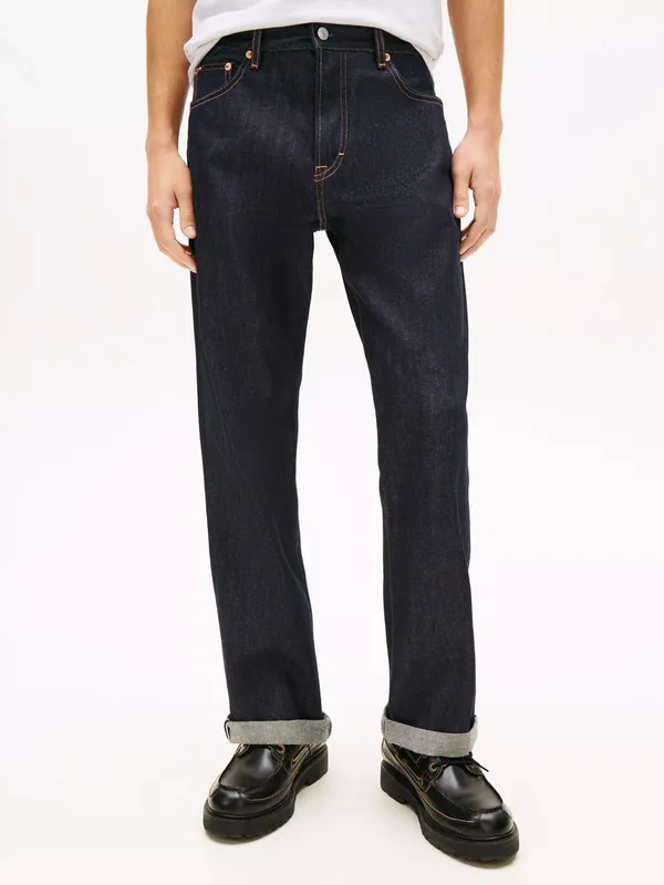 Tommy Hilfiger Selvedge Regular Fit Straight Jeans, Dark Blue
