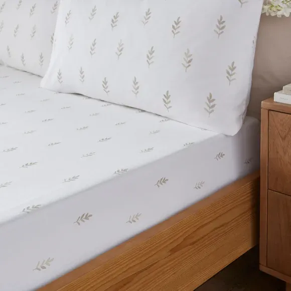 Harper Stem Floral 144 Thread Count Cotton Fitted Sheet