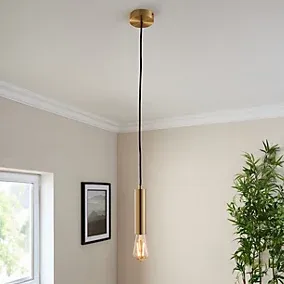 Harbour Studio Slim Gold effect E27 Cable light set Pre-wired