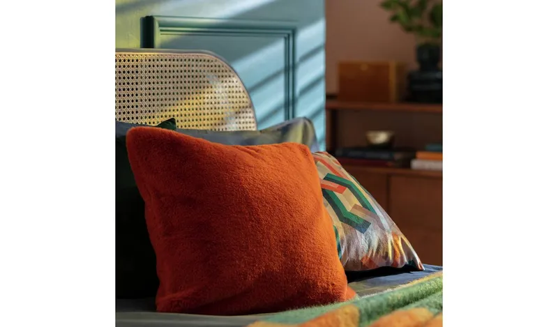 Habitat Plain Faux Fur Cushion - 43X43
