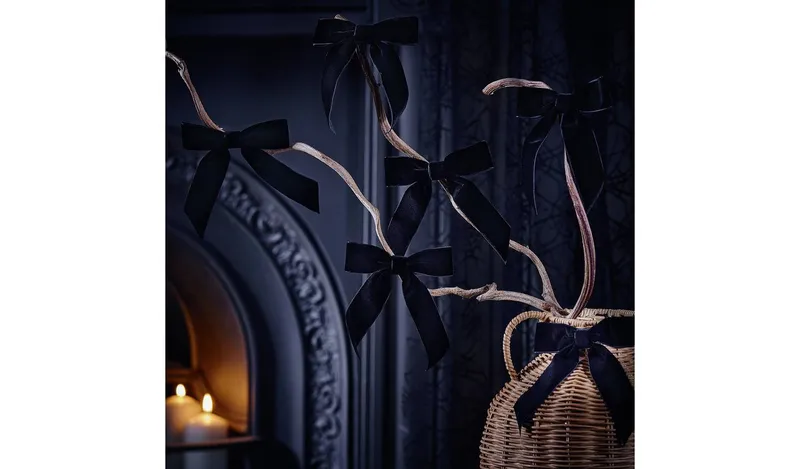 Argos Home Black Velvet Bows Decoration -Pack of 6