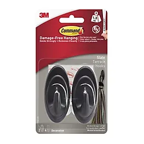 3M Command Terrace Grey Hook (Holds)1.3kg, Pack of 2