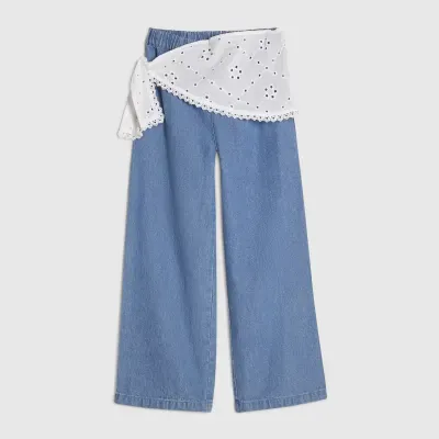 Girls Blue Scarf Wide Leg Jeans