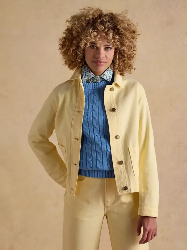 Joules Denim Boxy Fit Jacket, Light Yellow