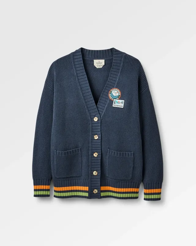 Passenger Clothing Campus Patch Cardigan - Rich Navy