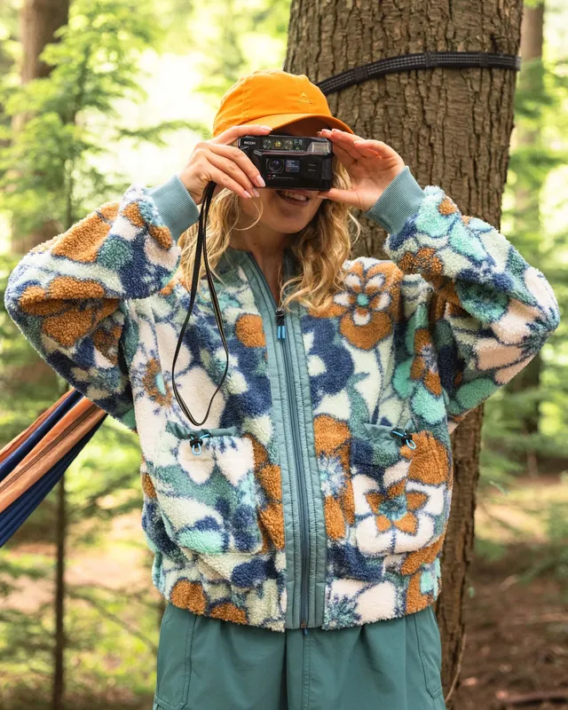 Passenger Clothing Lucia Sherpa Fleece - Vintage Floral Aqua