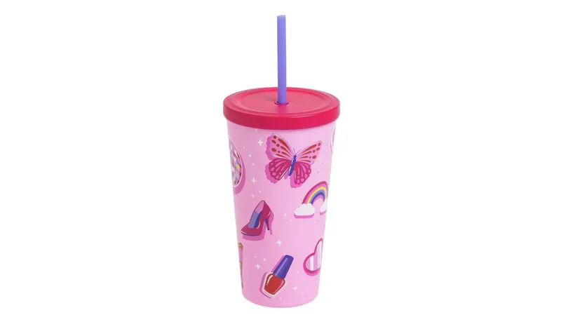  Home Rollerskate Stainless Steel Pink Soda Cup - 500ml