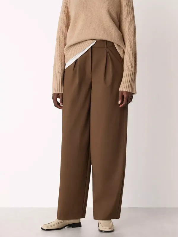 Whistles Wool Blend Regular Fit Barrel Trousers