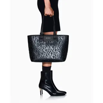 Armani Exchange Women's Liz All-Over Logo Faux Leather Tote Bag