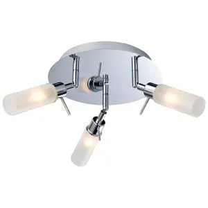 Saxby IP44 Perle Bathroom 3 Light Plate LED Spotlight - Chrome with Opal Polycarbonate Shades