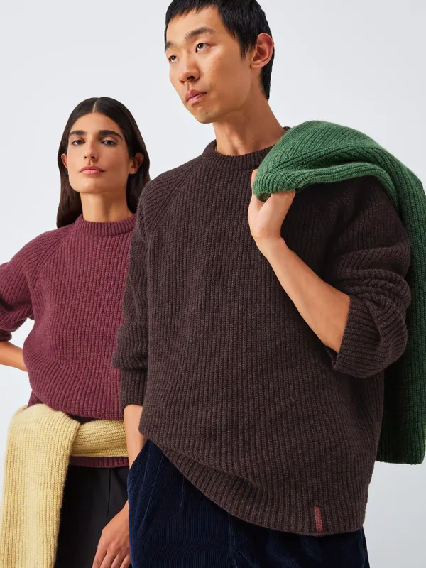 John Lewis Closed Loop Initiative Recycled Wool Crew Neck Ribbed Jumper
