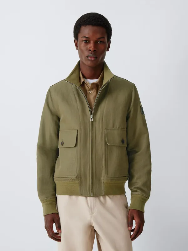 Belstaff Helston Linen Blend Jacket, True Olive
