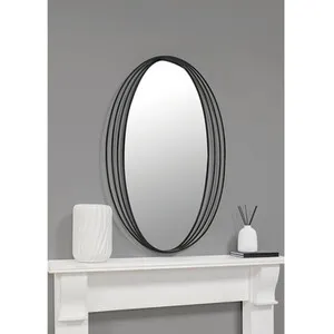 Swirl Oval Mirror - Black