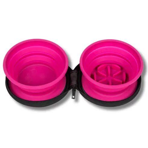 Kiwi Walker Double Travel Bowl With Slow Feeder