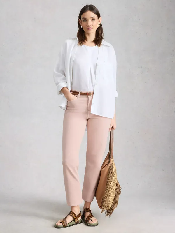 White Stuff Blake Relaxed Straight Leg Jeans, Light Pink