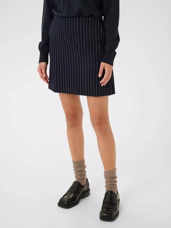Part Two Sissa Pinstripe Wool Blend Mini Skirt, Navy