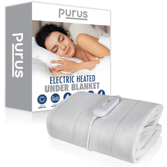 Electric Fitted Blanket 3 Heat Control Settings - White / Double