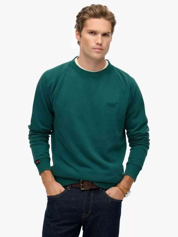 Superdry Cotton Blend Essential Logo Raglan Crew Sweatshirt