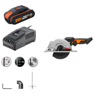 Worx WX531 20V Max Brushless Compact Circular Saw with 1 x 2.0Ah