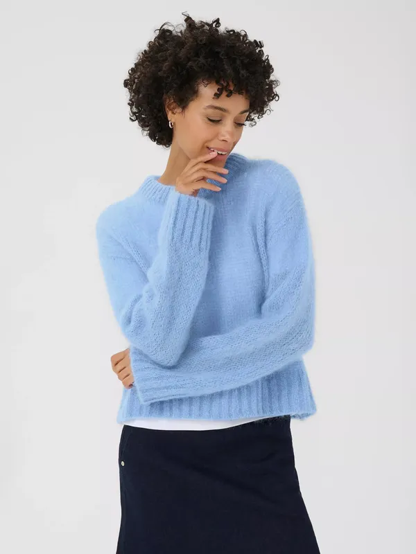 Part Two Sille Crew Neck Wool Rich Jumper, Vista Blue