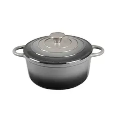 Robert Dyas 24cm/4L Round Enamelled Cast Iron Casserole Dish with Lid - Charcoal (Oven & Induction Safe)