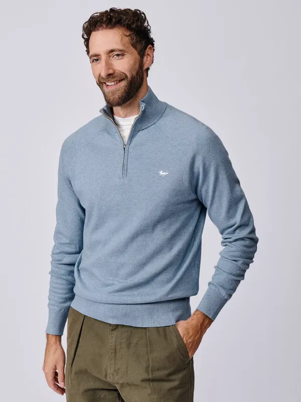 Aubin Bonby Zip Neck Cotton Jumper