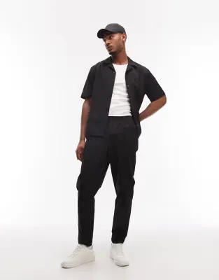 motionMAX™ four way stretch co-ord tapered trouser in black with pintucks
