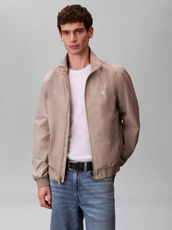 Calvin Klein Water Resistant Unfilled Nylon Windbreaker Jacket, Taupe