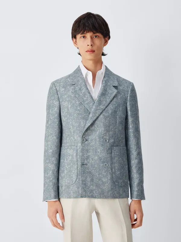 John Lewis Jacquard Texture Double Breasted Suit Jacket, Multi