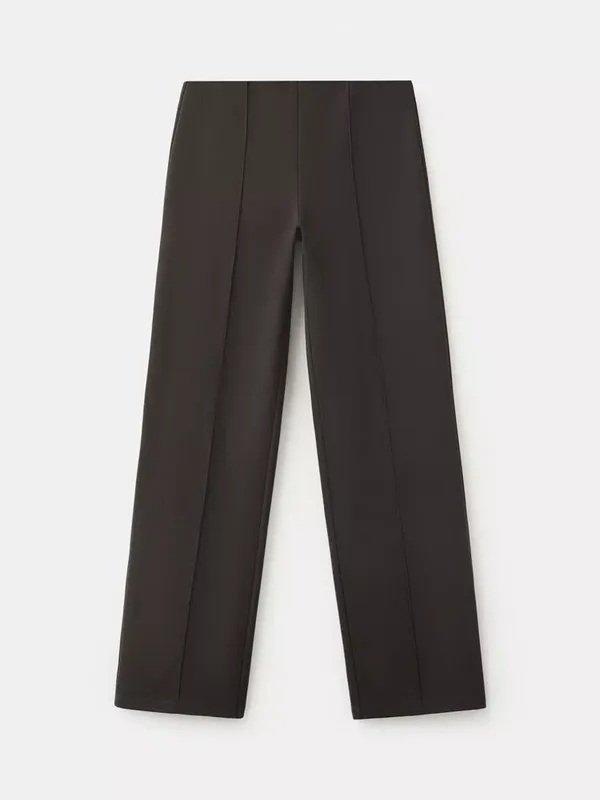 Mango High Rise Wide Leg Trousers, Brown