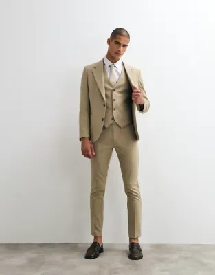 skinny suit trousers in stone
