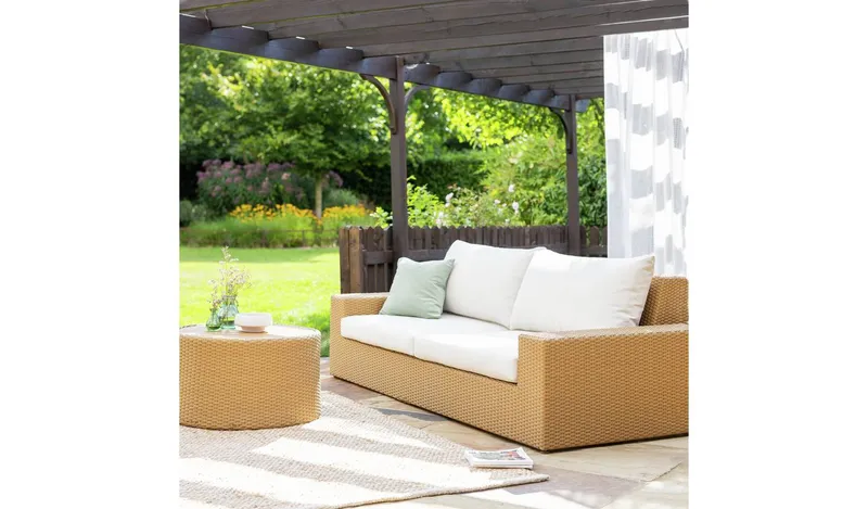 Habitat June 3 Seater Rattan Effect Garden Sofa Set - Brown